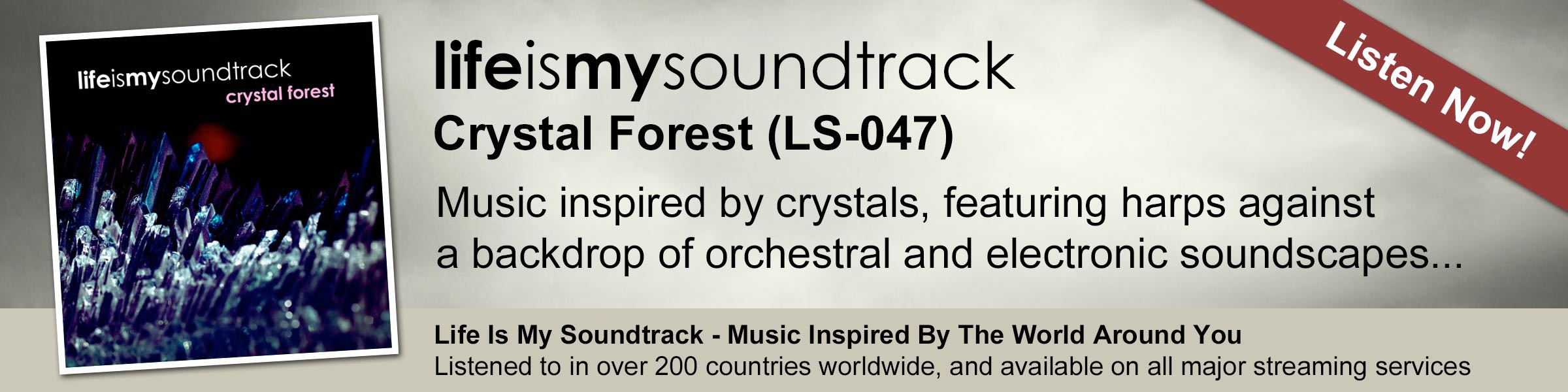 The Life Is My Soundtrack album Crystal Forest - Music inspired by crystals, featuring harps against a backdrop of orchestral and electronic soundscapes